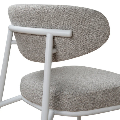 Finlay | Clay Grey Fabric Modern Commercial Coastal White Metal Dining Chairs | Set Of 2