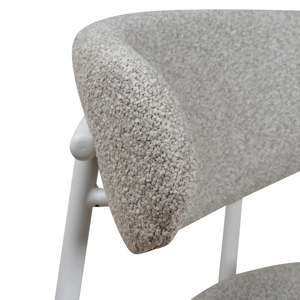 Finlay | Clay Grey Fabric Modern Commercial Coastal White Metal Dining Chairs | Set Of 2