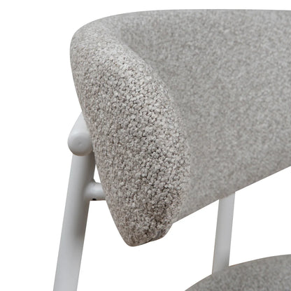 Finlay | Clay Grey Fabric Modern Commercial Coastal White Metal Dining Chairs | Set Of 2
