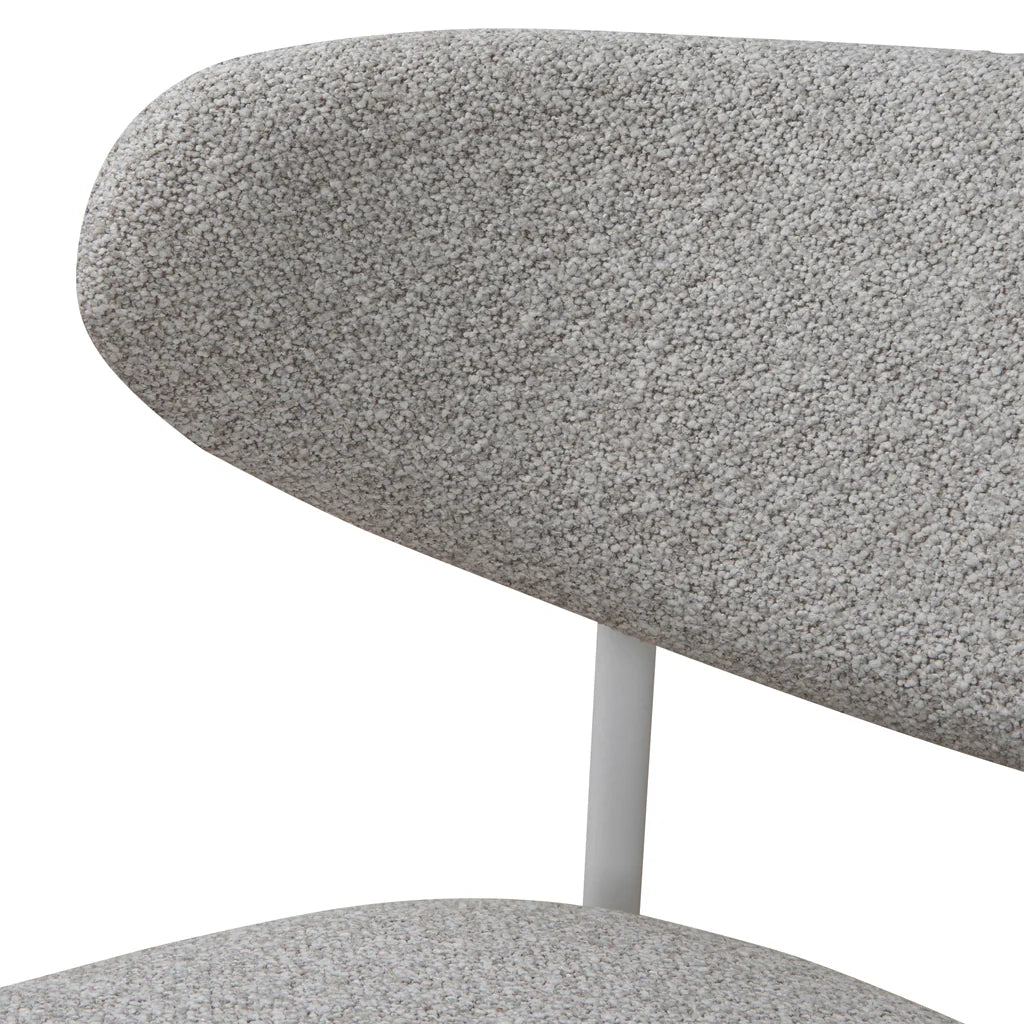 Finlay | Clay Grey Fabric Modern Commercial Coastal White Metal Dining Chairs | Set Of 2