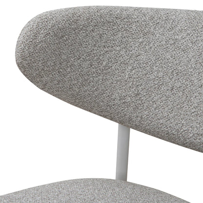 Finlay | Clay Grey Fabric Modern Commercial Coastal White Metal Dining Chairs | Set Of 2