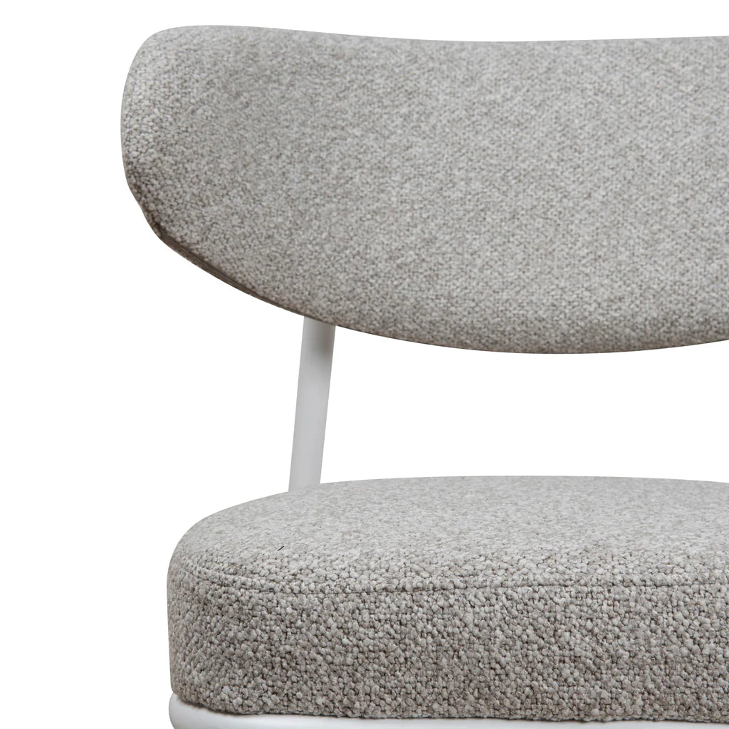 Finlay | Clay Grey Fabric Modern Commercial Coastal White Metal Dining Chairs | Set Of 2