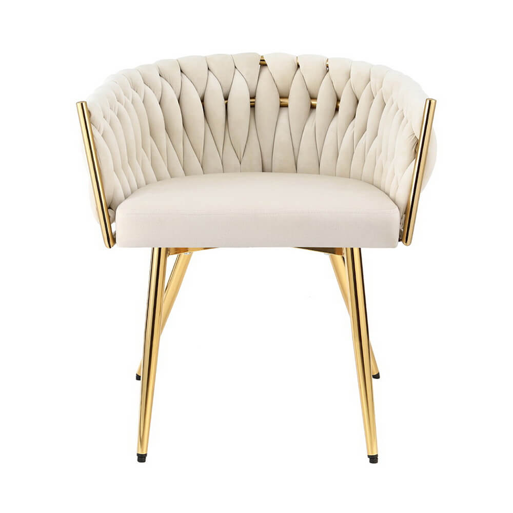 Fintona | Modern Blue Velvet Dining Chair With Arms | Beige