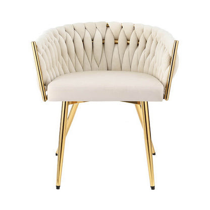 Fintona | Modern Blue Velvet Dining Chair With Arms | Beige