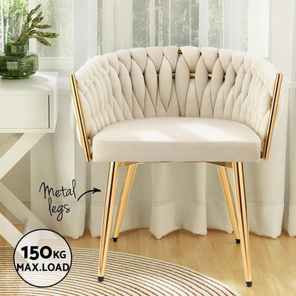 Fintona | Modern Blue Velvet Dining Chair With Arms | Beige