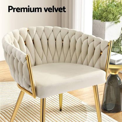 Fintona | Modern Blue Velvet Dining Chair With Arms | Beige