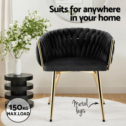 Fintona | Modern Blue Velvet Dining Chair With Arms | Black