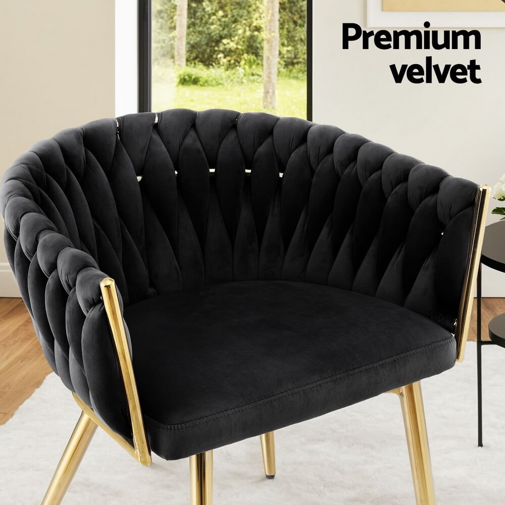 Fintona | Modern Blue Velvet Dining Chair With Arms | Black