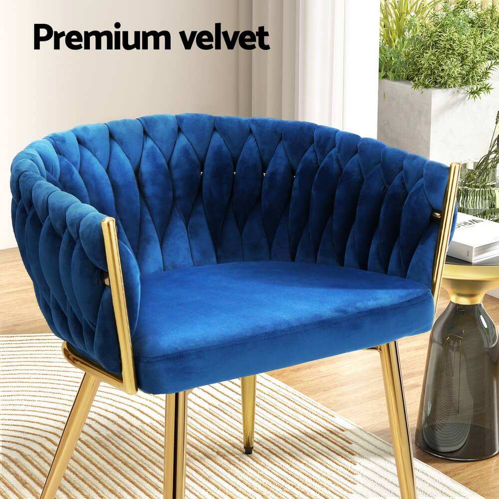 Fintona | Modern Blue Velvet Dining Chair With Arms | Blue