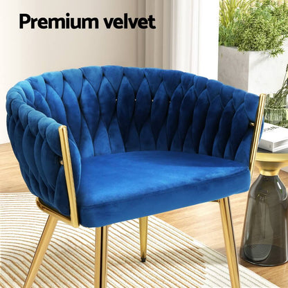 Fintona | Modern Blue Velvet Dining Chair With Arms | Blue