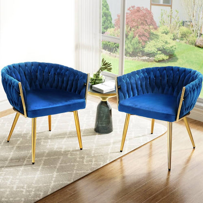 Fintona | Modern Blue Velvet Dining Chair With Arms | Blue