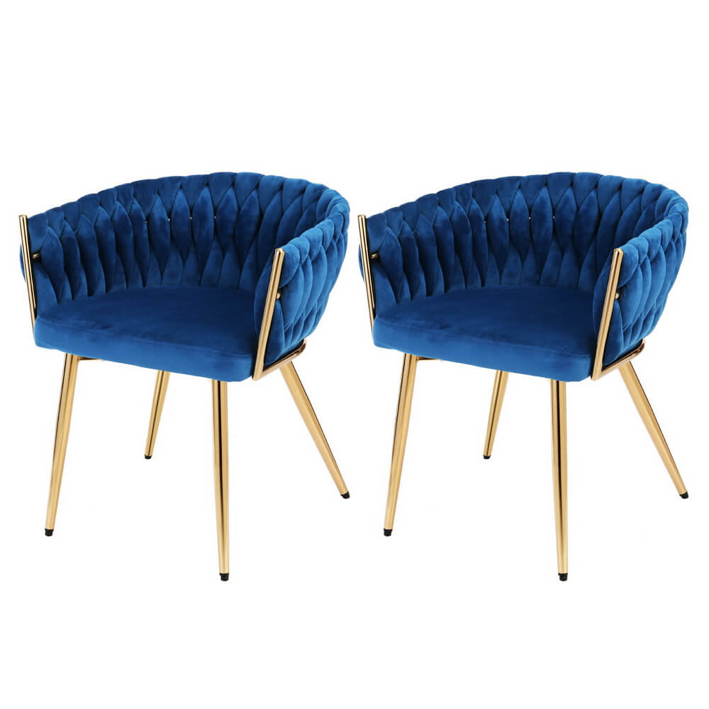 Fintona | Modern Blue Velvet Dining Chair With Arms | Blue