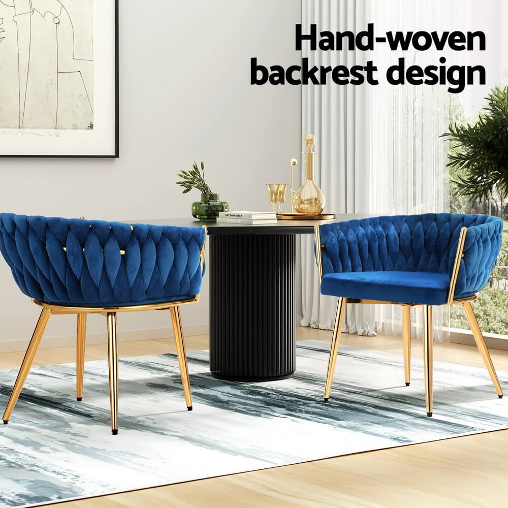 Fintona | Modern Blue Velvet Dining Chair With Arms | Blue