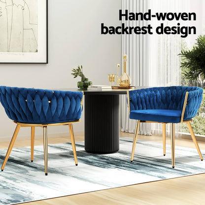 Fintona | Modern Blue Velvet Dining Chair With Arms | Blue