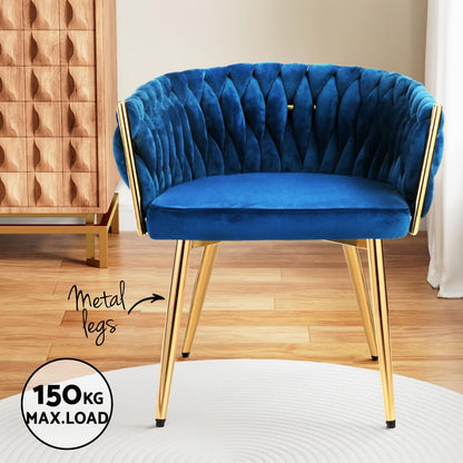 Fintona | Modern Blue Velvet Dining Chair With Arms | Blue