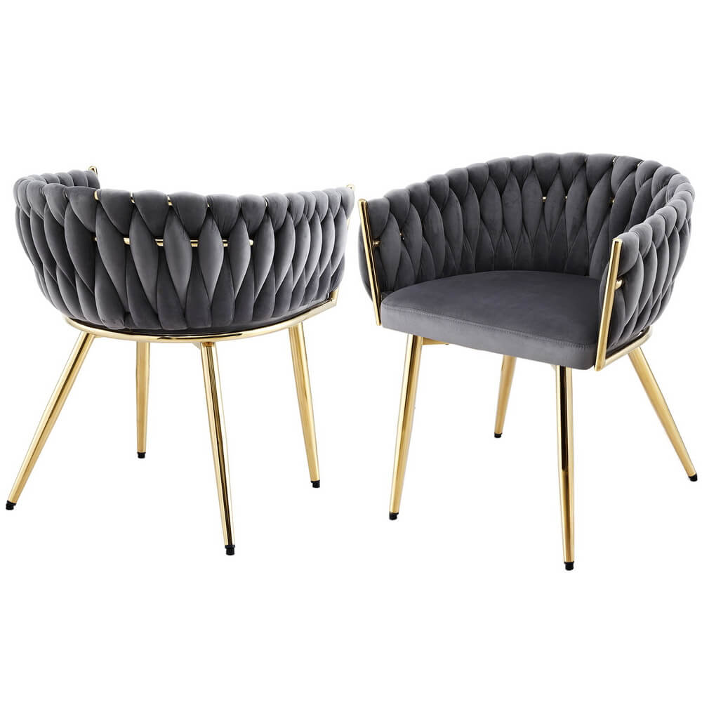 Fintona | Modern Blue Velvet Dining Chair With Arms | Grey