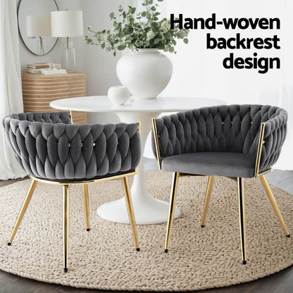 Fintona | Modern Blue Velvet Dining Chair With Arms | Grey