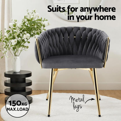 Fintona | Modern Blue Velvet Dining Chair With Arms | Grey