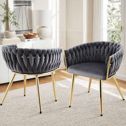 Fintona | Modern Blue Velvet Dining Chair With Arms | Grey