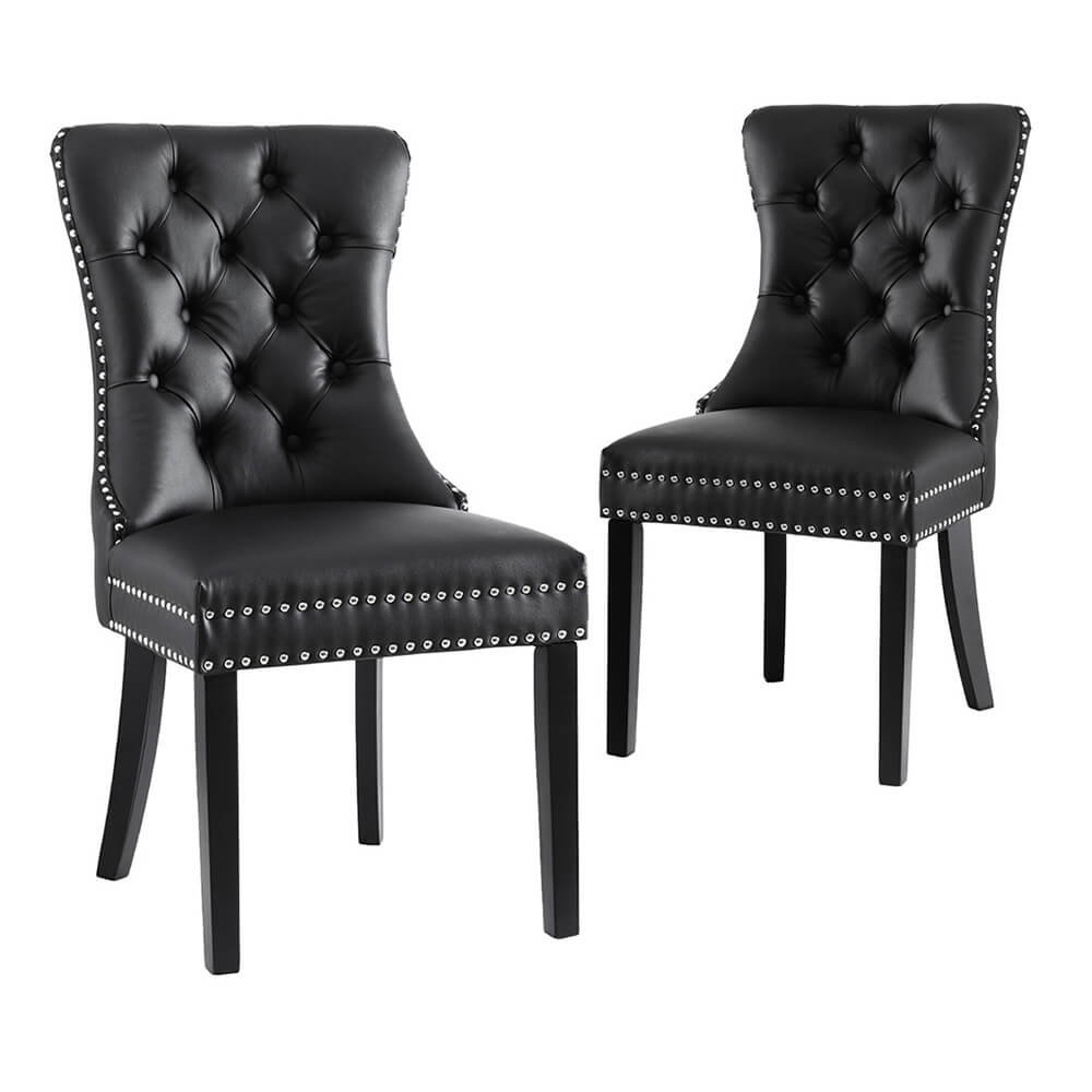 Florence | French Provincial Velvet PU Leather Wooden Dining Chairs | Set Of 2