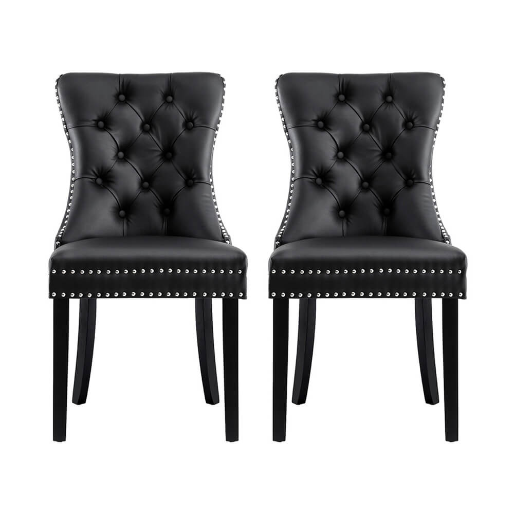 Florence | French Provincial Velvet PU Leather Wooden Dining Chairs | Set Of 2