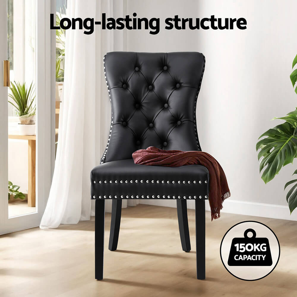 Florence | French Provincial Velvet PU Leather Wooden Dining Chairs | Set Of 2