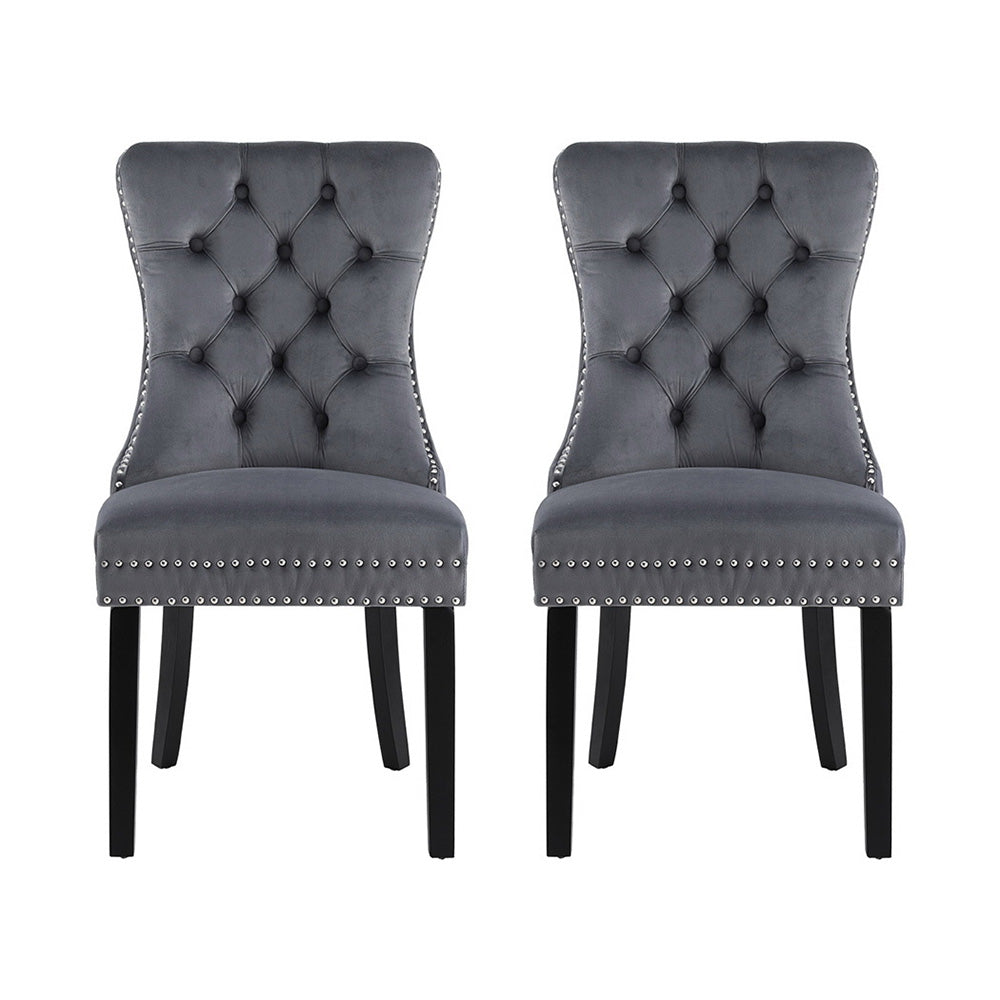 Florence | French Provincial Velvet PU Leather Wooden Dining Chairs | Set Of 2