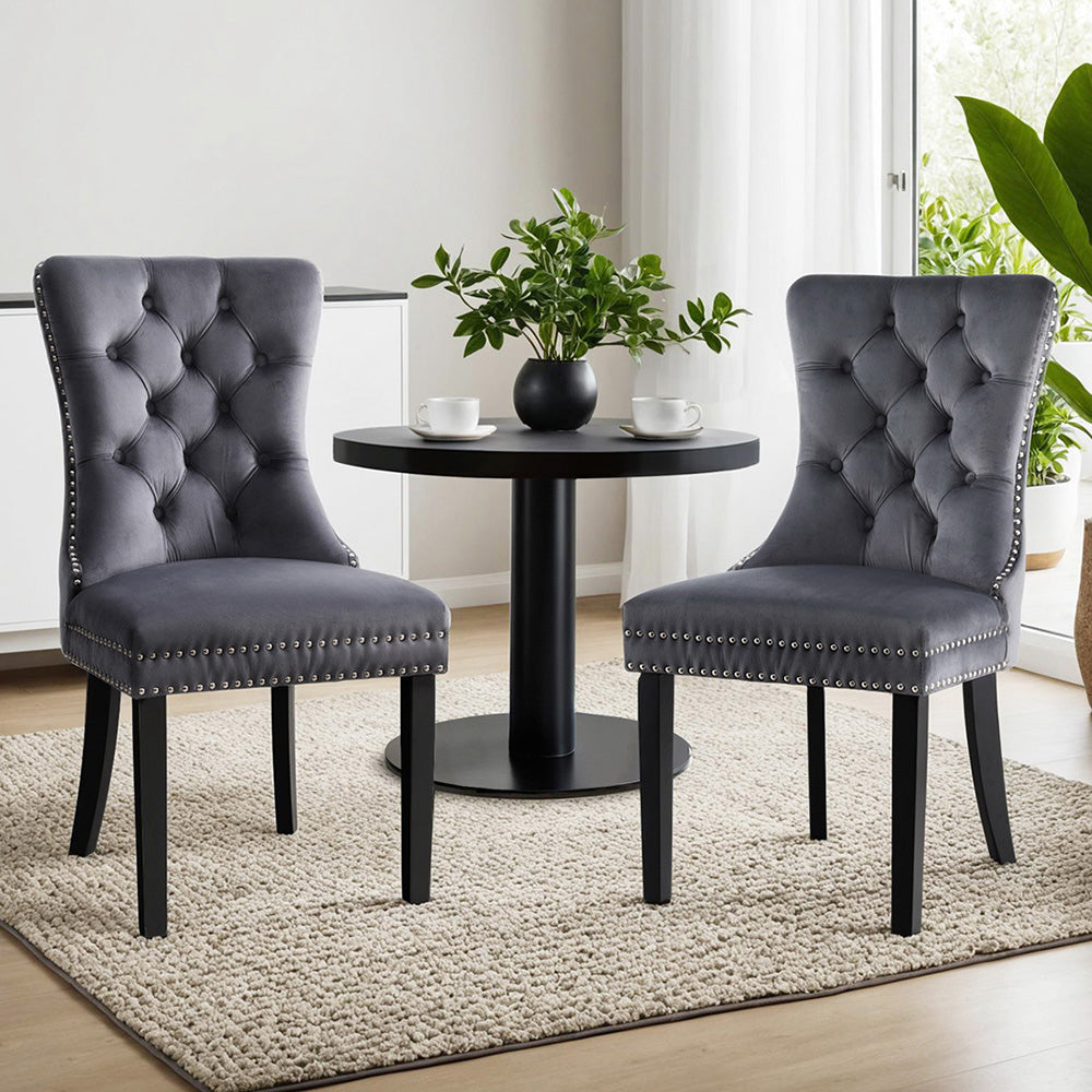 Florence | French Provincial Velvet PU Leather Wooden Dining Chairs | Set Of 2