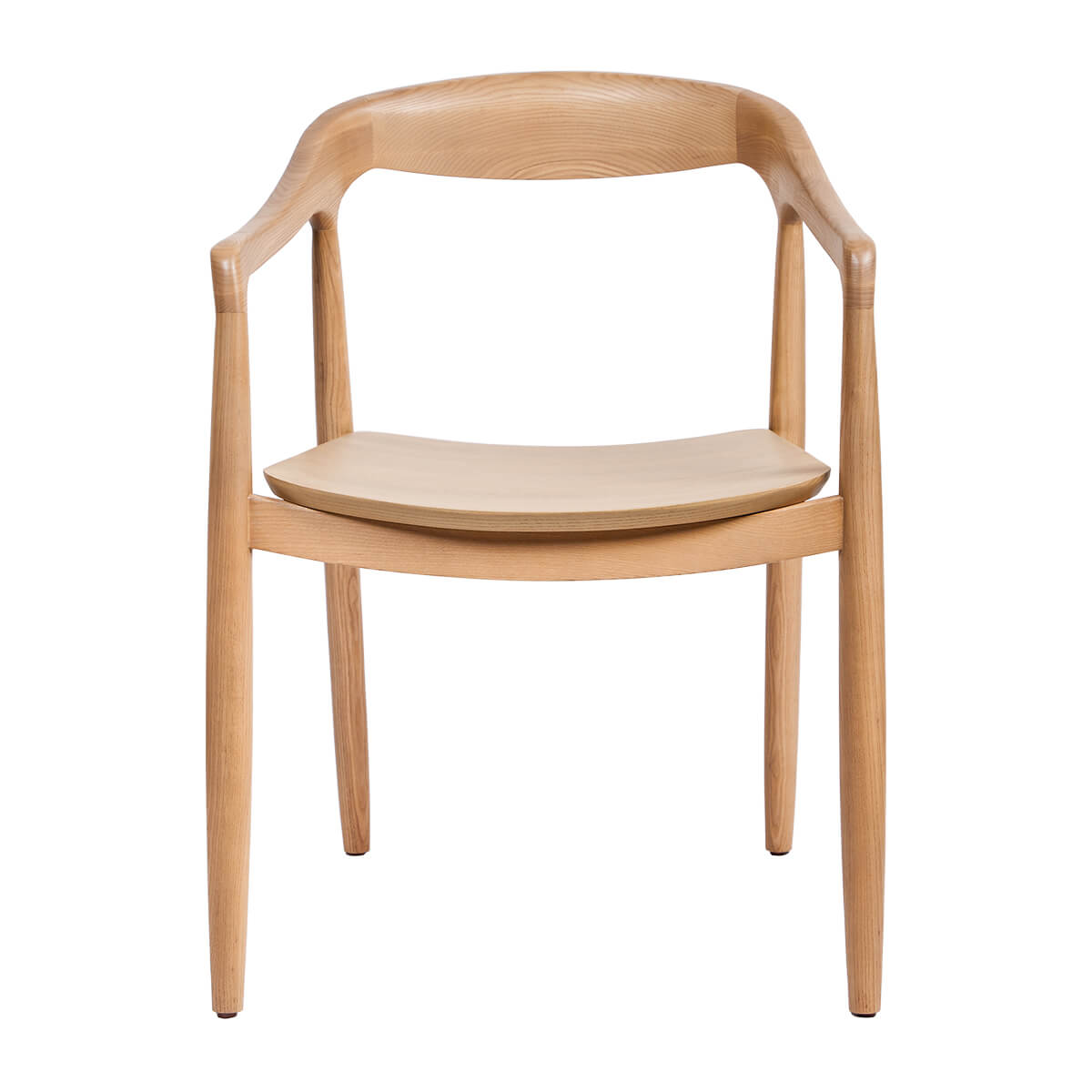 Mid-century Scandinavian Natural Wooden Dining Chairs With Arms