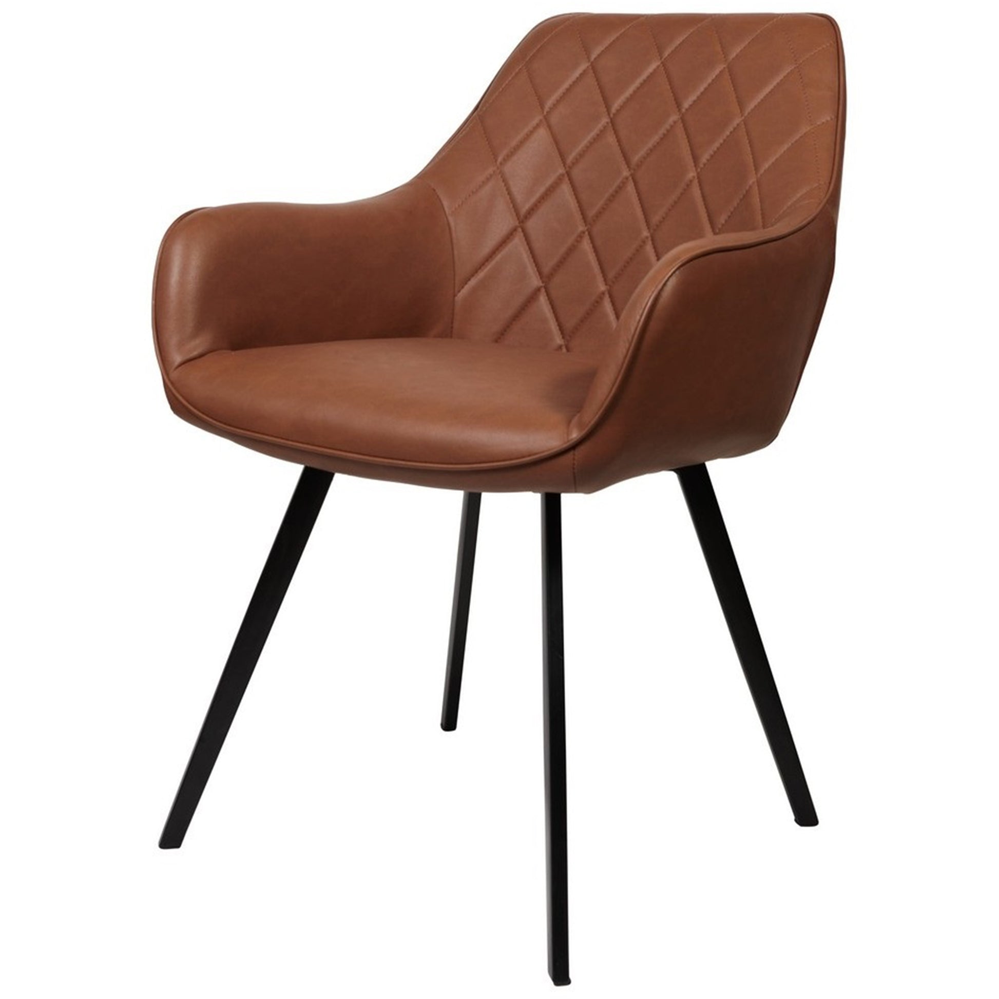 Granville | Modern Fabric PU Leather Dining Chairs With Arms | Set Of 2 | Cognac