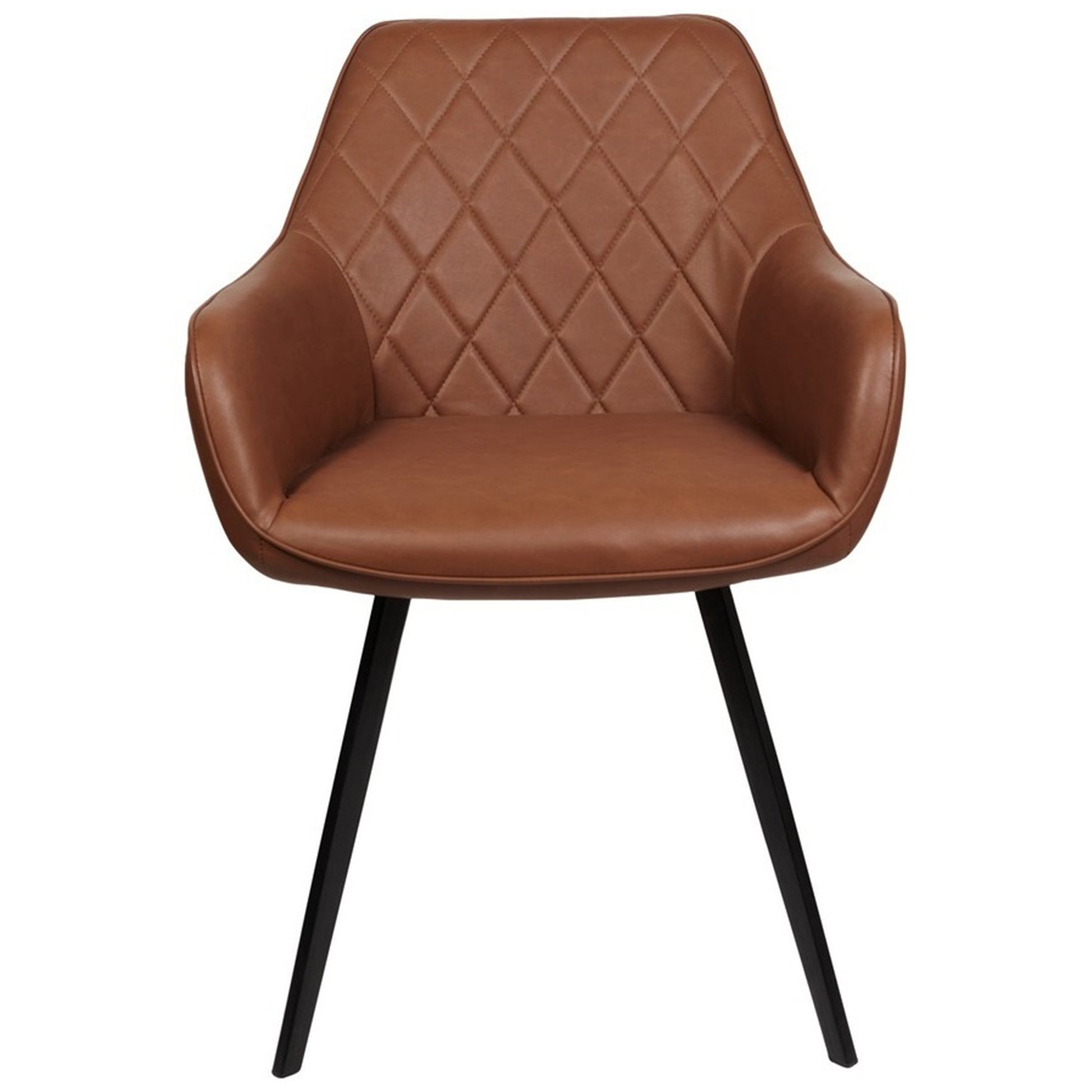 Granville | Modern Fabric PU Leather Dining Chairs With Arms | Set Of 2 | Cognac