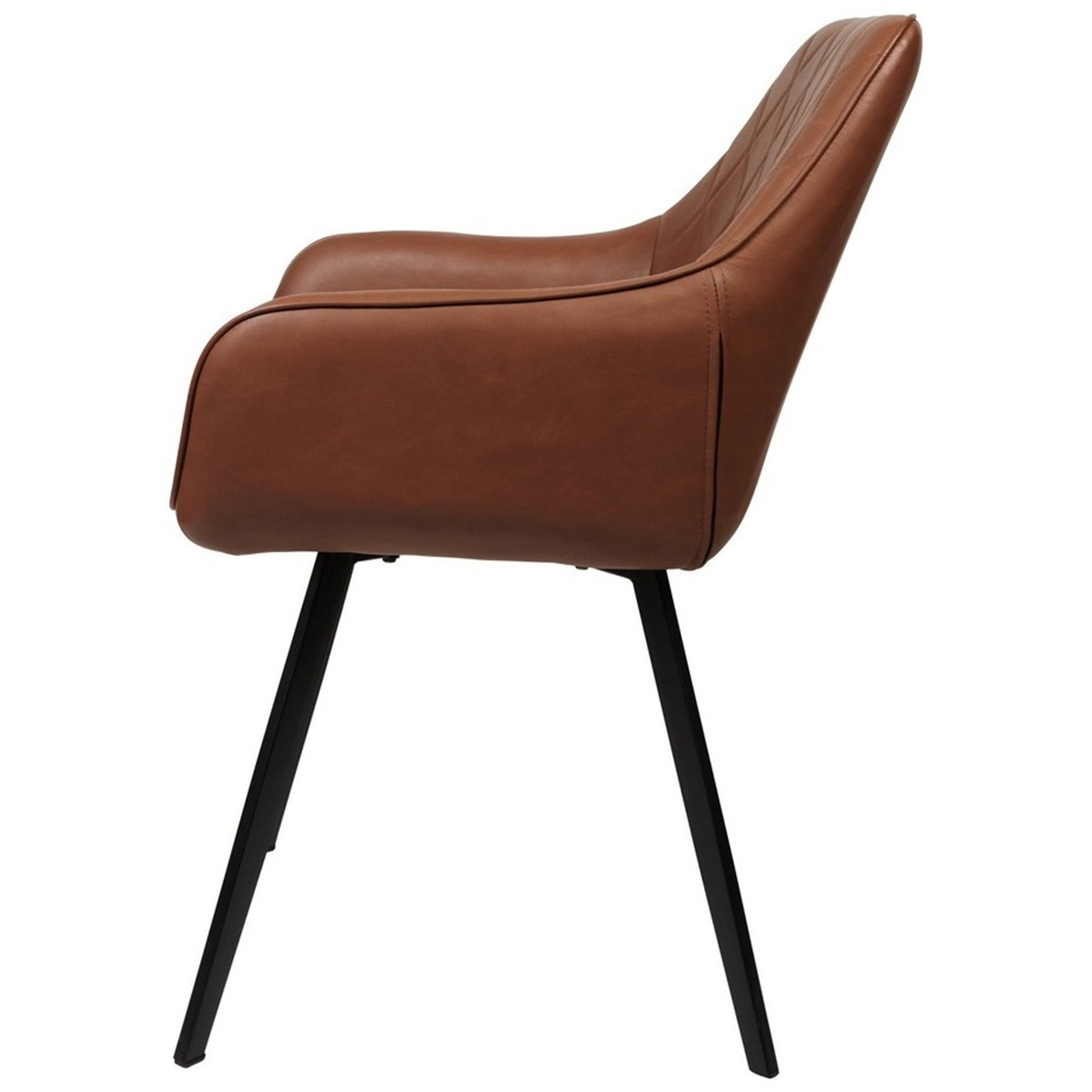 Granville | Modern Fabric PU Leather Dining Chairs With Arms | Set Of 2 | Cognac