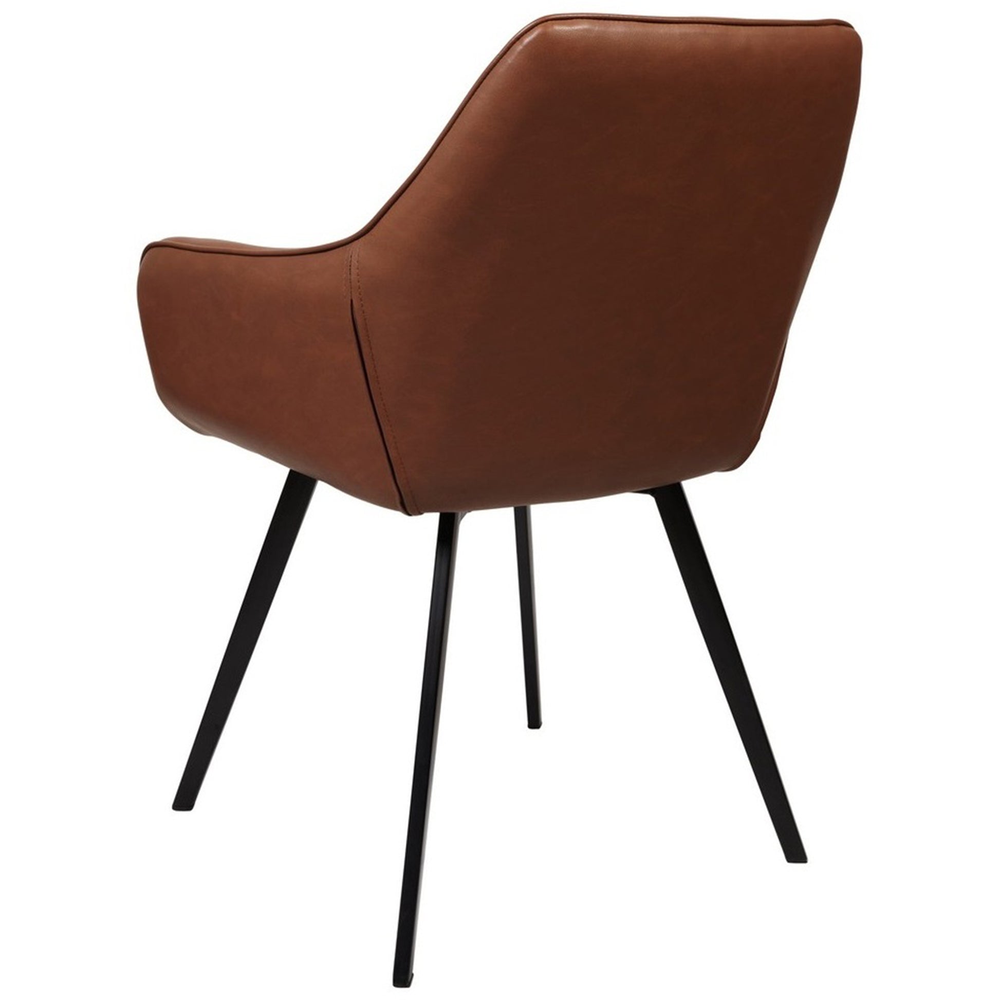 Granville | Modern Fabric PU Leather Dining Chairs With Arms | Set Of 2 | Cognac