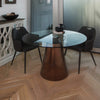 Frankland | Copper Wooden Glass 4-Person Round Dining Table