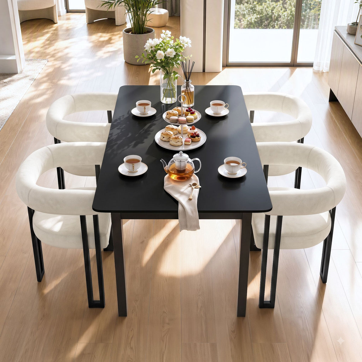Frankland | Modern Green Black Beige Velvet Dining Chairs With Arms | Set Of 2