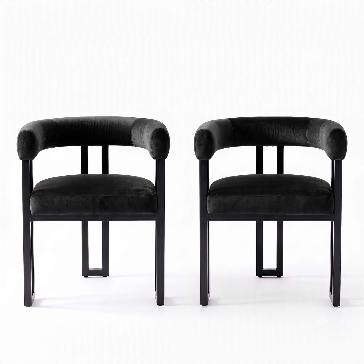 Frankland | Modern Green Black Beige Velvet Dining Chairs With Arms | Set Of 2