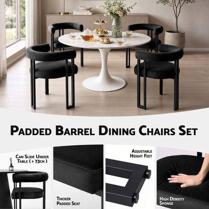 Frankland | Modern Green Black Beige Velvet Dining Chairs With Arms | Set Of 2 | Black