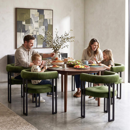 Frankland | Modern Green Black Beige Velvet Dining Chairs With Arms | Set Of 2 | Green