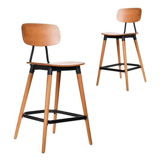 Fremont Version 1 | Country Industrial Wooden Bar Stools | Set Of 2 | Black