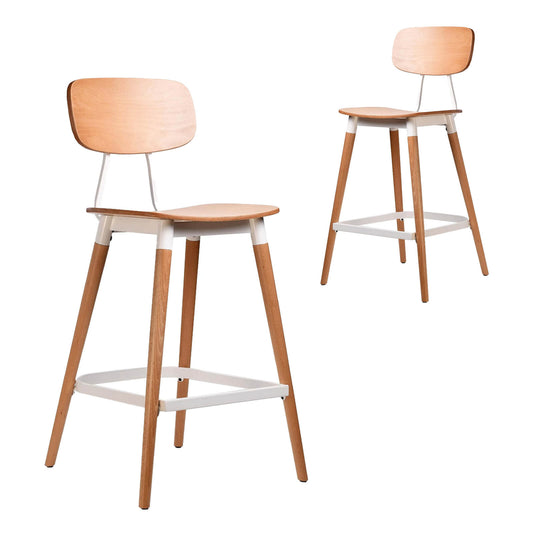 Fremont Version 1 | Country Industrial Wooden Bar Stools | Set Of 2 | White