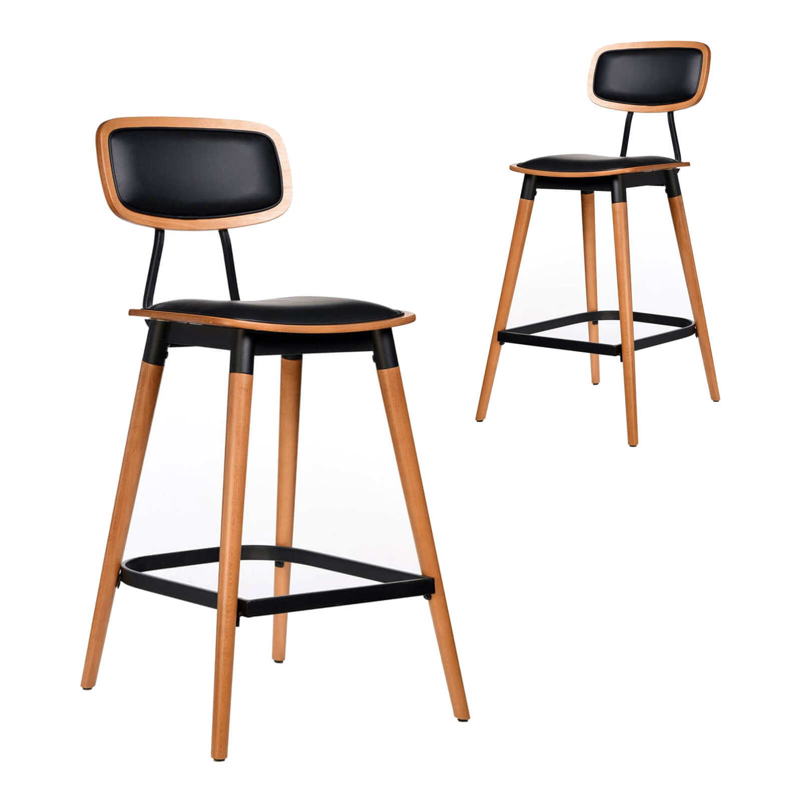 Fremont Version 2 | Country Industrial Wooden Bar Stools | Set Of 2 | Natural