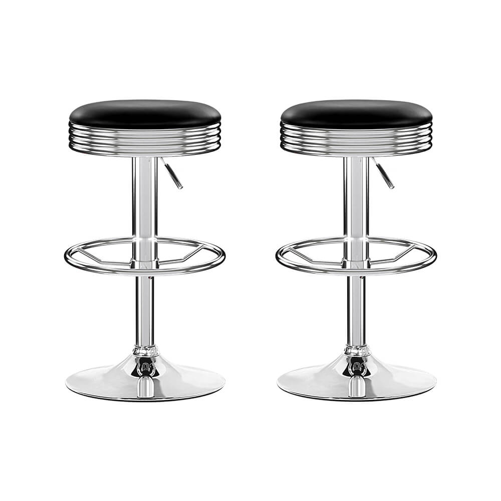 Gibson | Industrial Black Chrome Metal Bar Stools | Set Of 2 | Silver