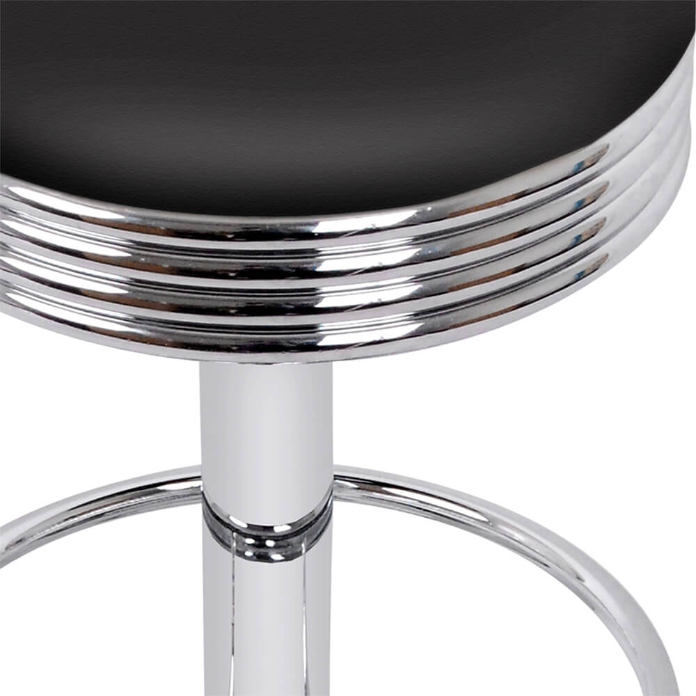 Gibson | Industrial Black Chrome Metal Bar Stools | Set Of 2 | Silver