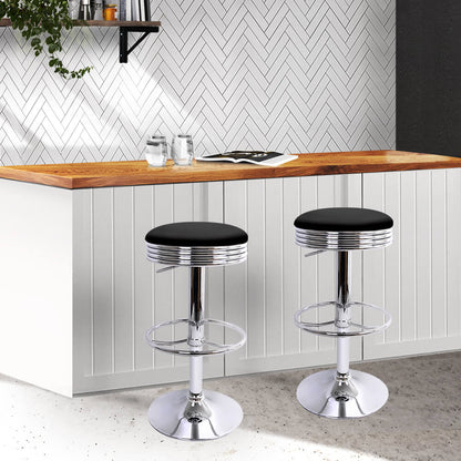 Gibson | Industrial Black Chrome Metal Bar Stools | Set Of 2 | Silver
