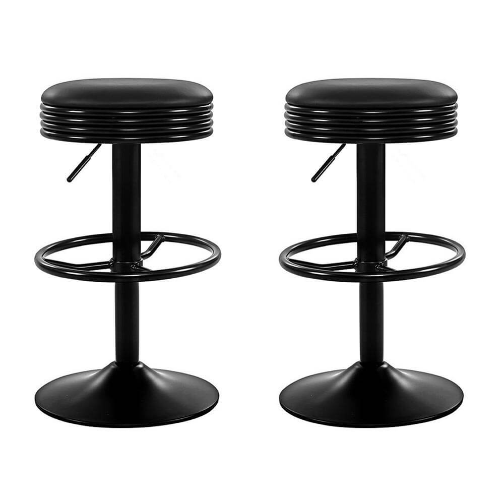 Gibson | Industrial Black Chrome Metal Bar Stools | Set Of 2 | Black