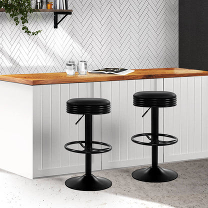 Gibson | Industrial Black Chrome Metal Bar Stools | Set Of 2 | Black