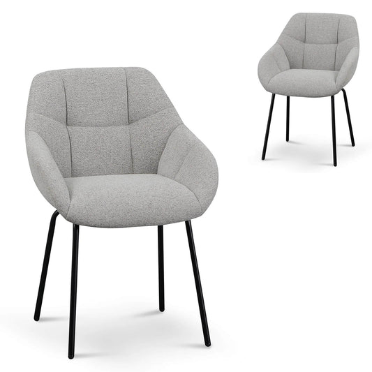 Giles | Modern Metal Grey Fabric Dining Chairs | Set Of 2 | Grey