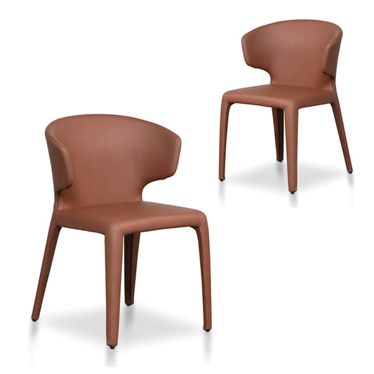 Glendale | Modern Fabric PU Leather Dining Chairs | Set Of 2 | Brown