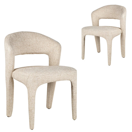 Gramercy | Coastal Modern Metal Beige Fabric Dining Chairs | Set Of 2 | Pale Beige