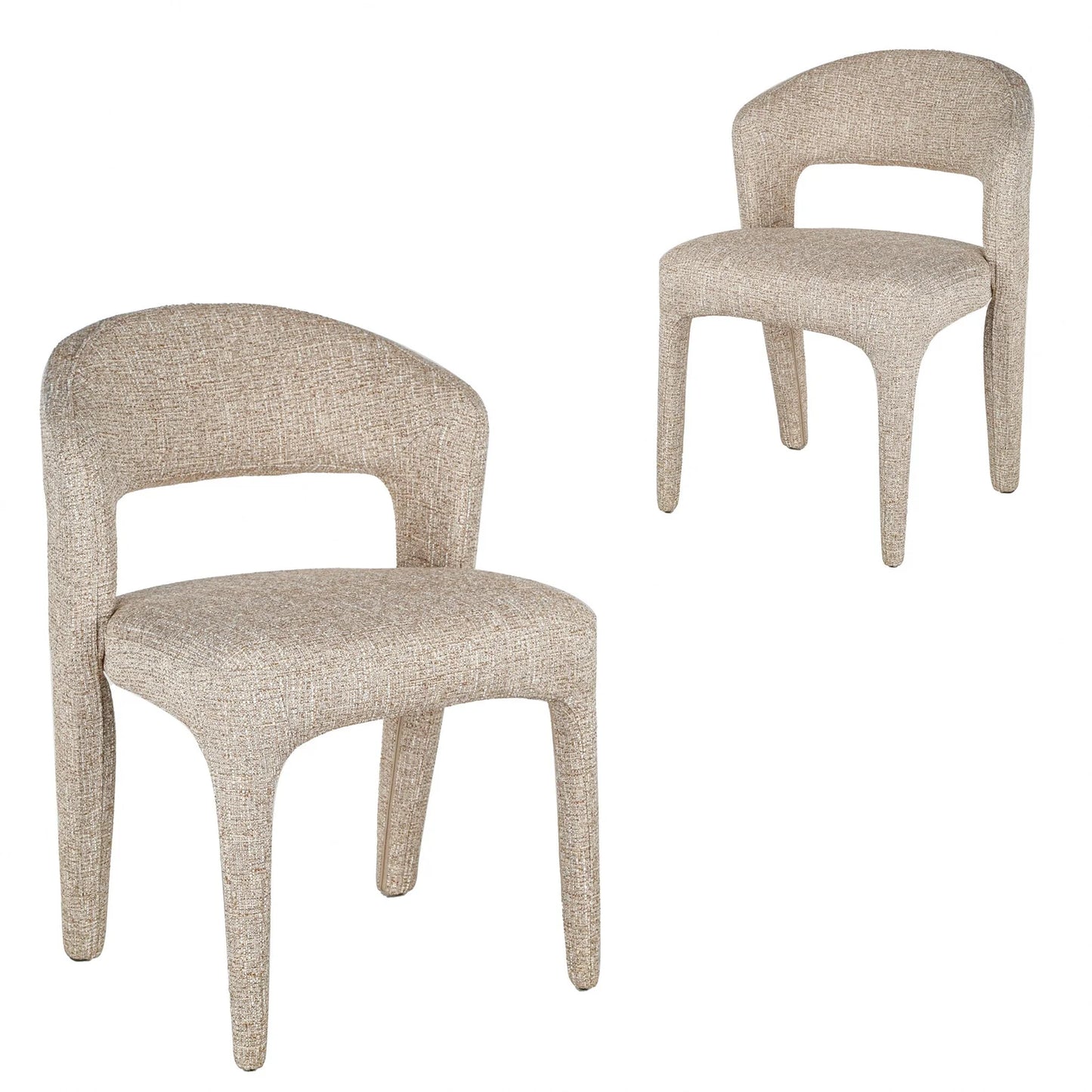 Gramercy | Coastal Modern Metal Beige Fabric Dining Chairs | Set Of 2 | Stone Beige